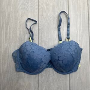 Victoria’s Secret Women's Blue Polka Dot Lace Demi Underwire Bra Size 36D 36 D